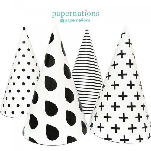 Black & White Pattern Cone Hats